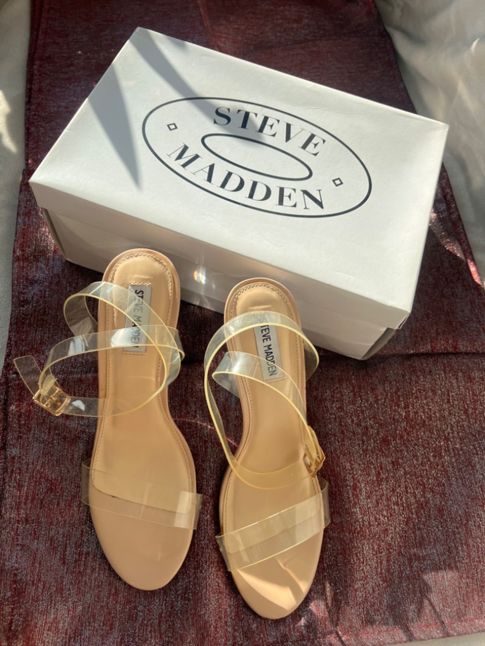 Steve Madden Camille Lucite Heel Sandal Clear 9.5